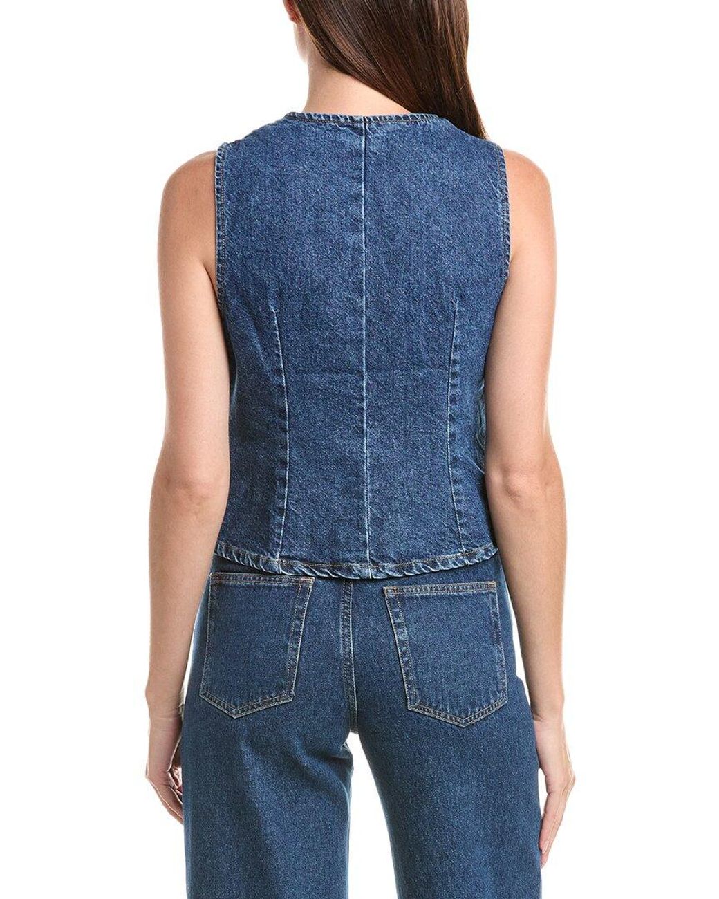Current/Elliott Blue Denim Button Vest