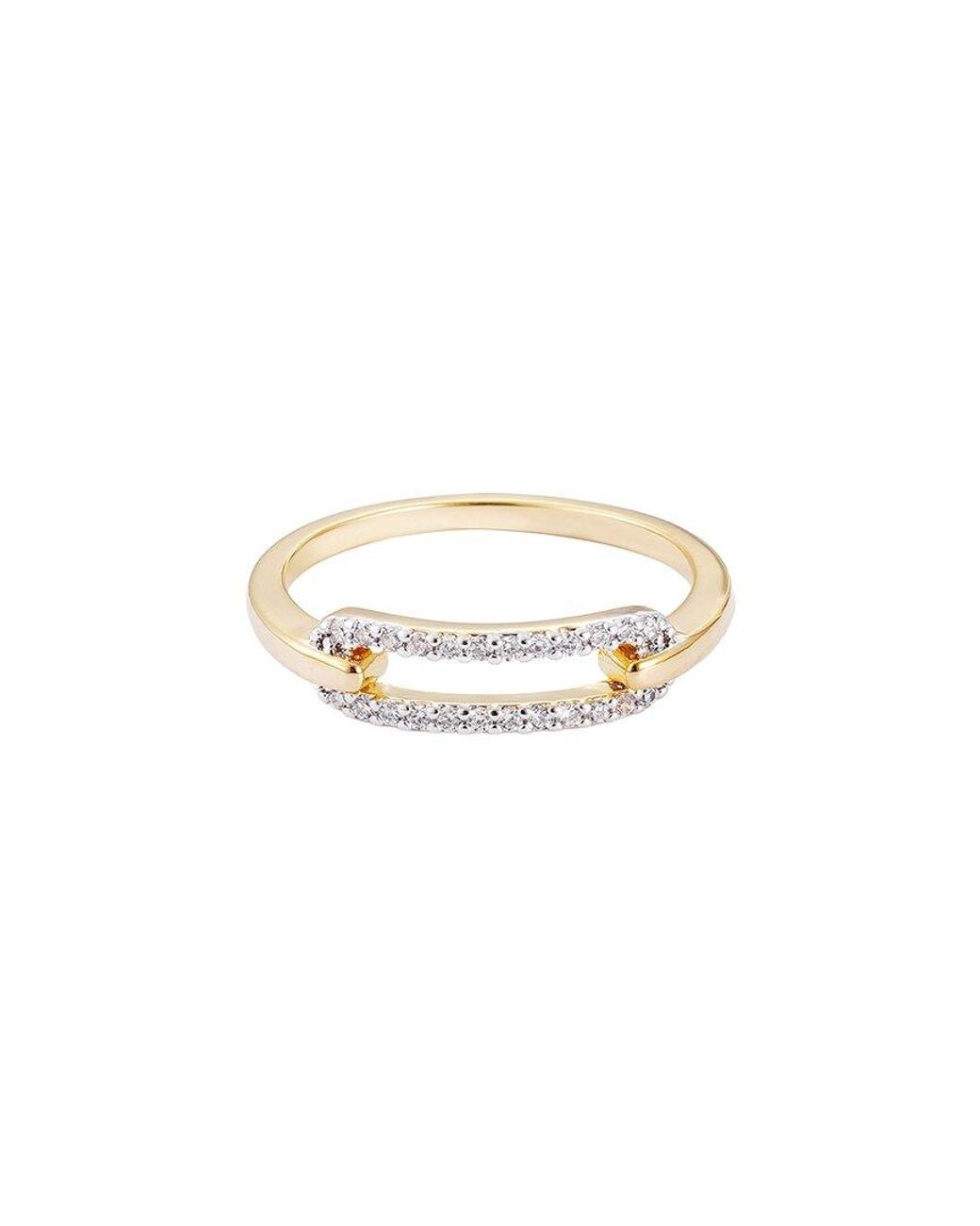 Adornia White 14K Plated Cz Link Ring