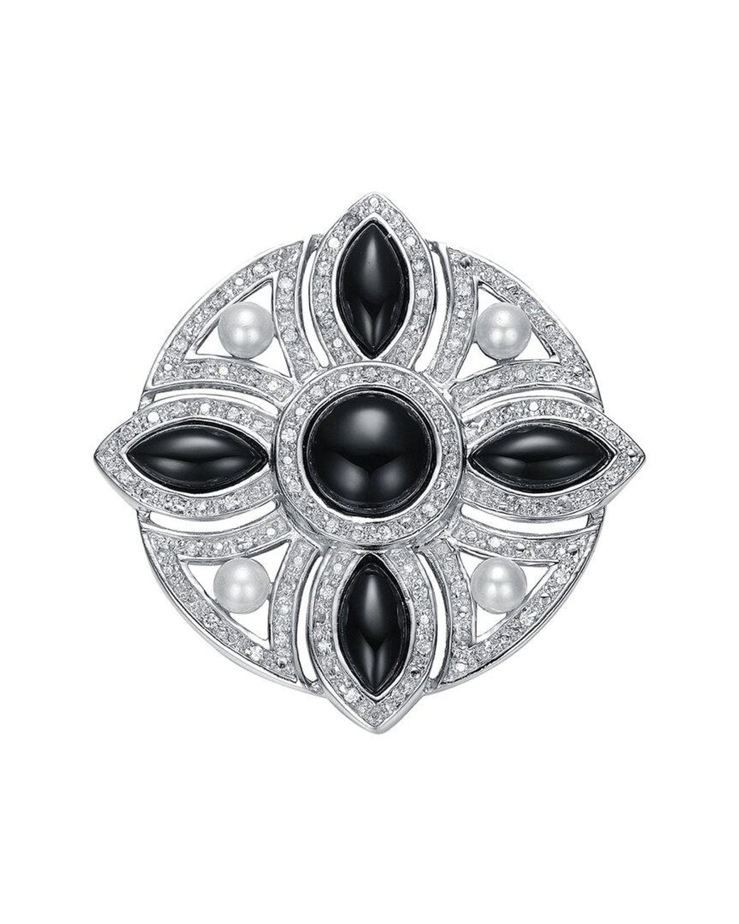 Genevive Jewelry Gray Silver Cz Statement Pin