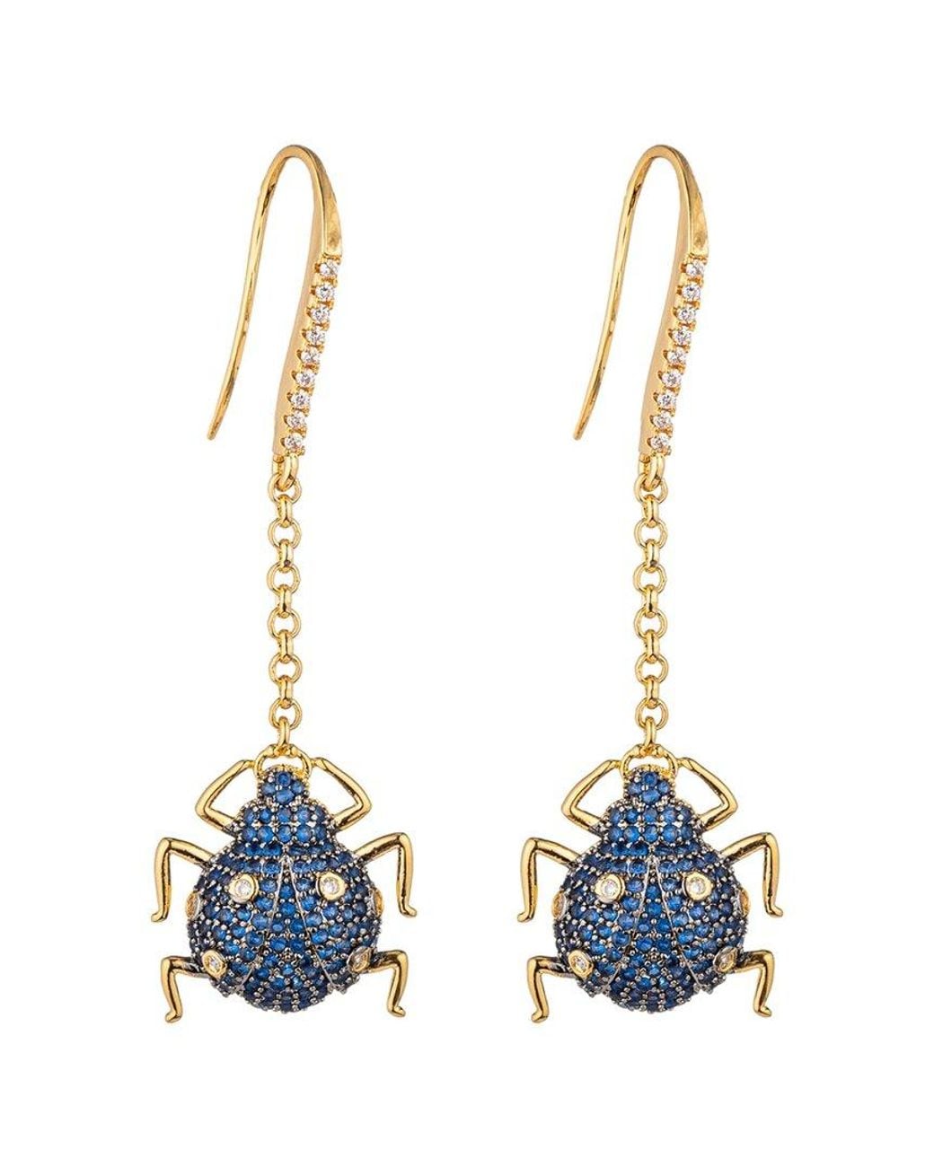 Eye Candy LA Blue Cz Lexy Beetle Dangle Earrings
