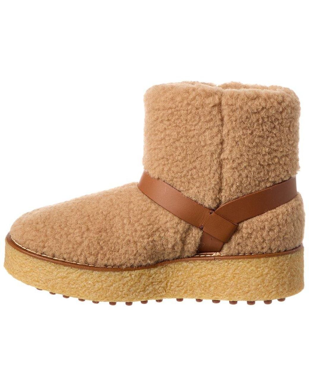 Tod's Natural Flatform Wool Boot
