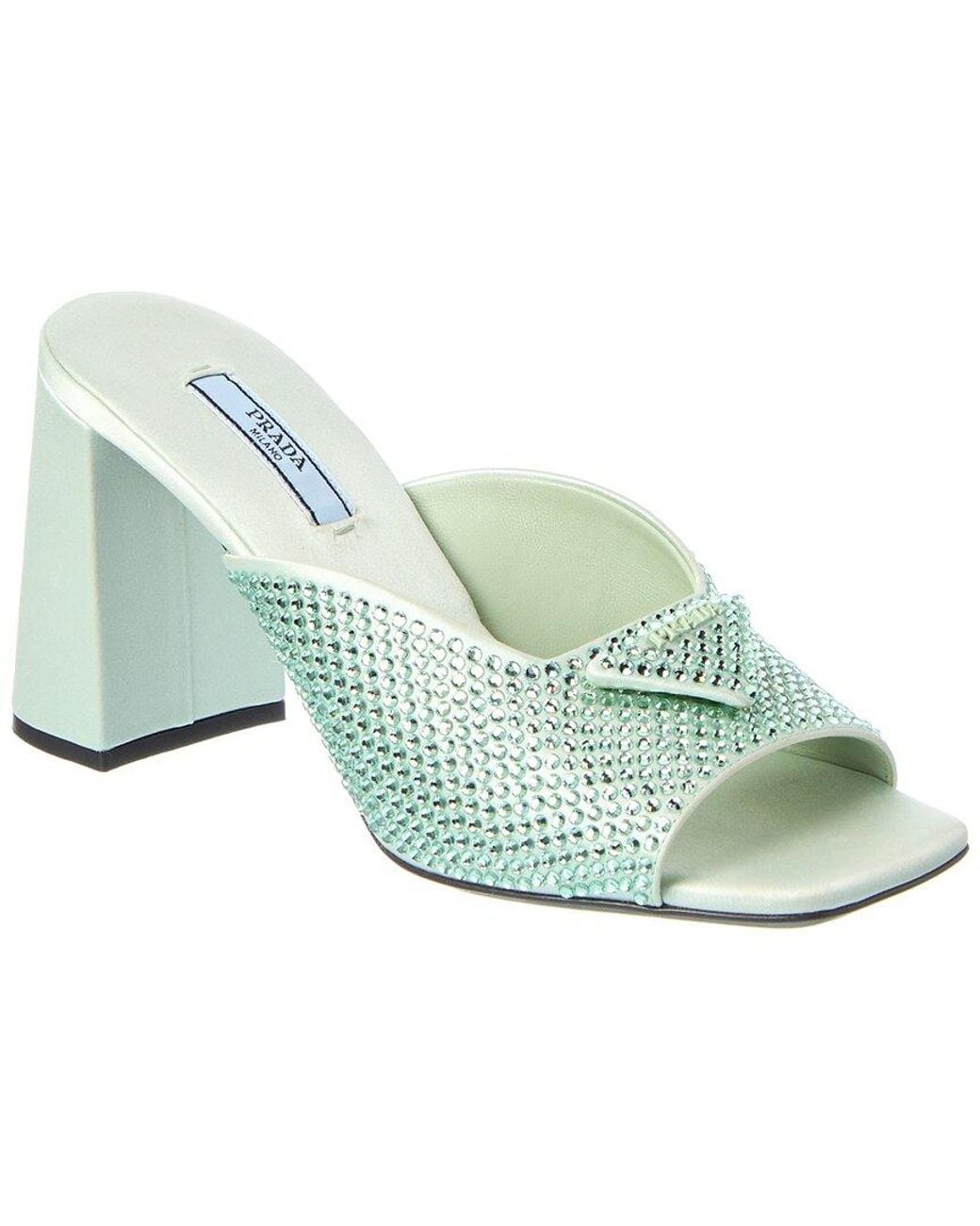 PRADA グリーン サテン ミュール 36ハーフ Prada Green Satin Mules