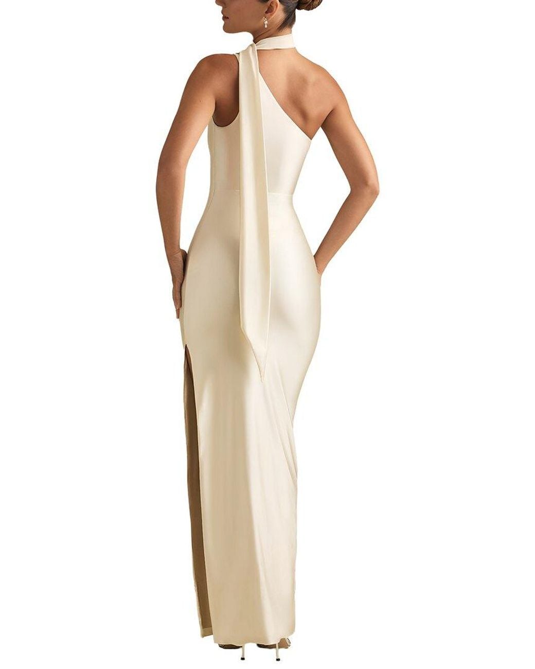 LOEY Natural One-Shoulder Embellished Maxi Dress