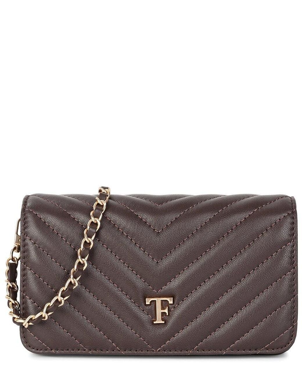 Tiffany & Fred Paris Brown Mini Quilted Leather Flap Bag