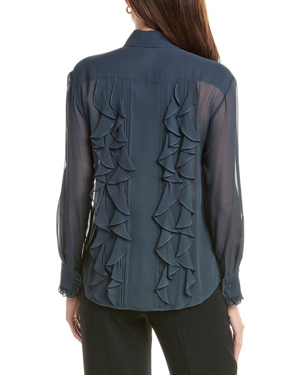 Lafayette 148 New York Blue Silk Blouse