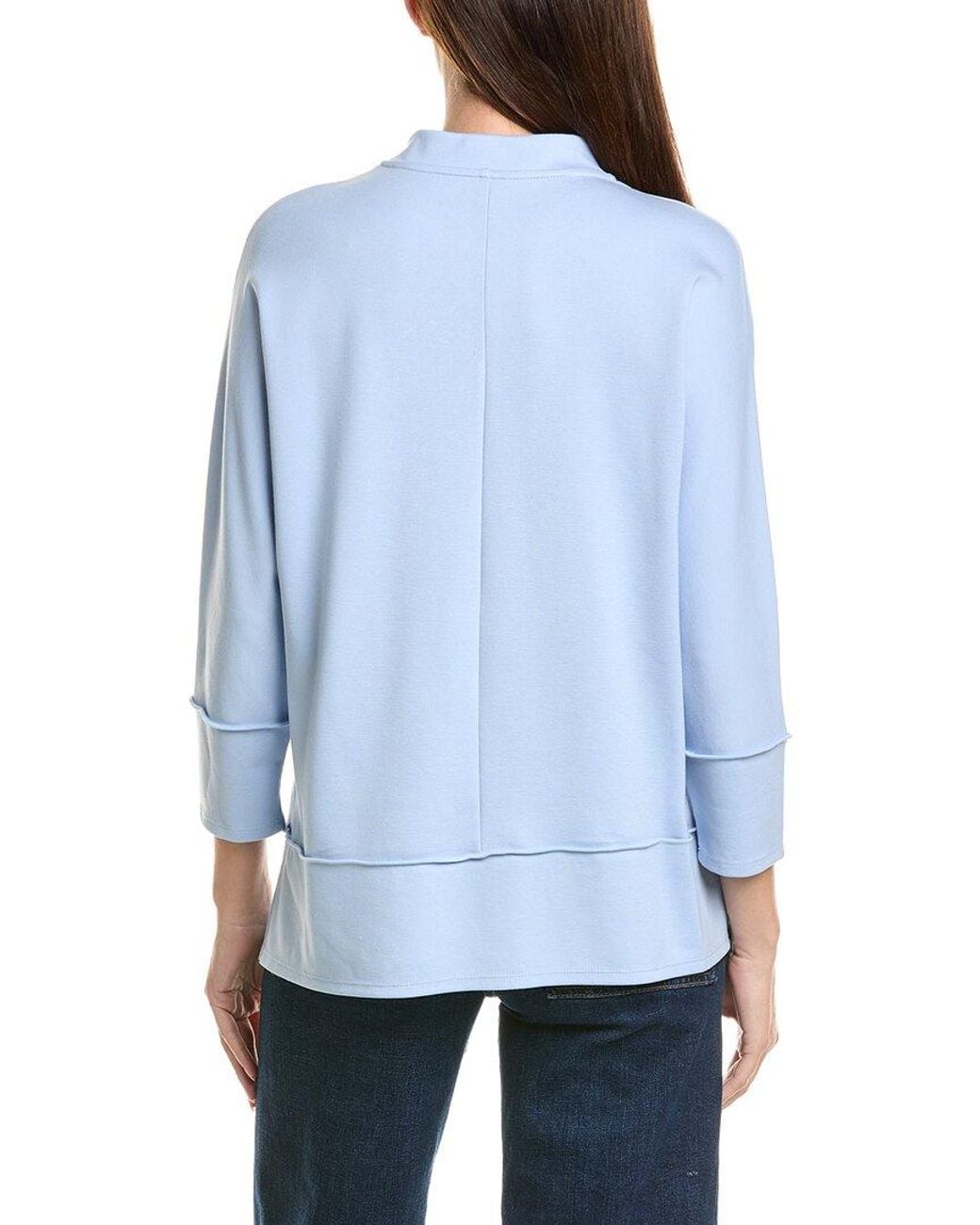 Jones New York Blue Mandarin Collar Dolman Top