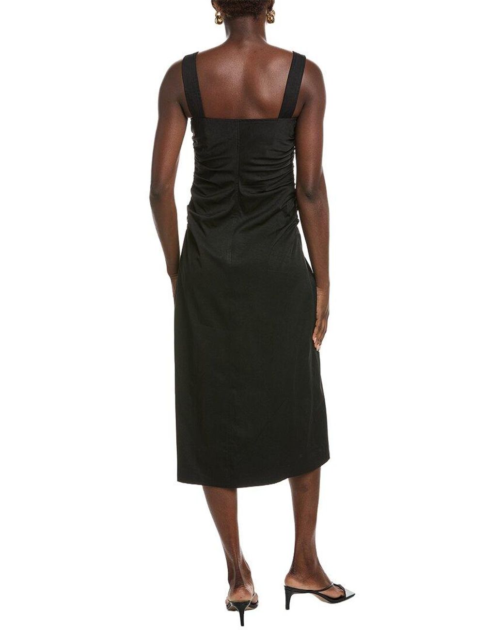 Gracia Black Gathered Midi Dress