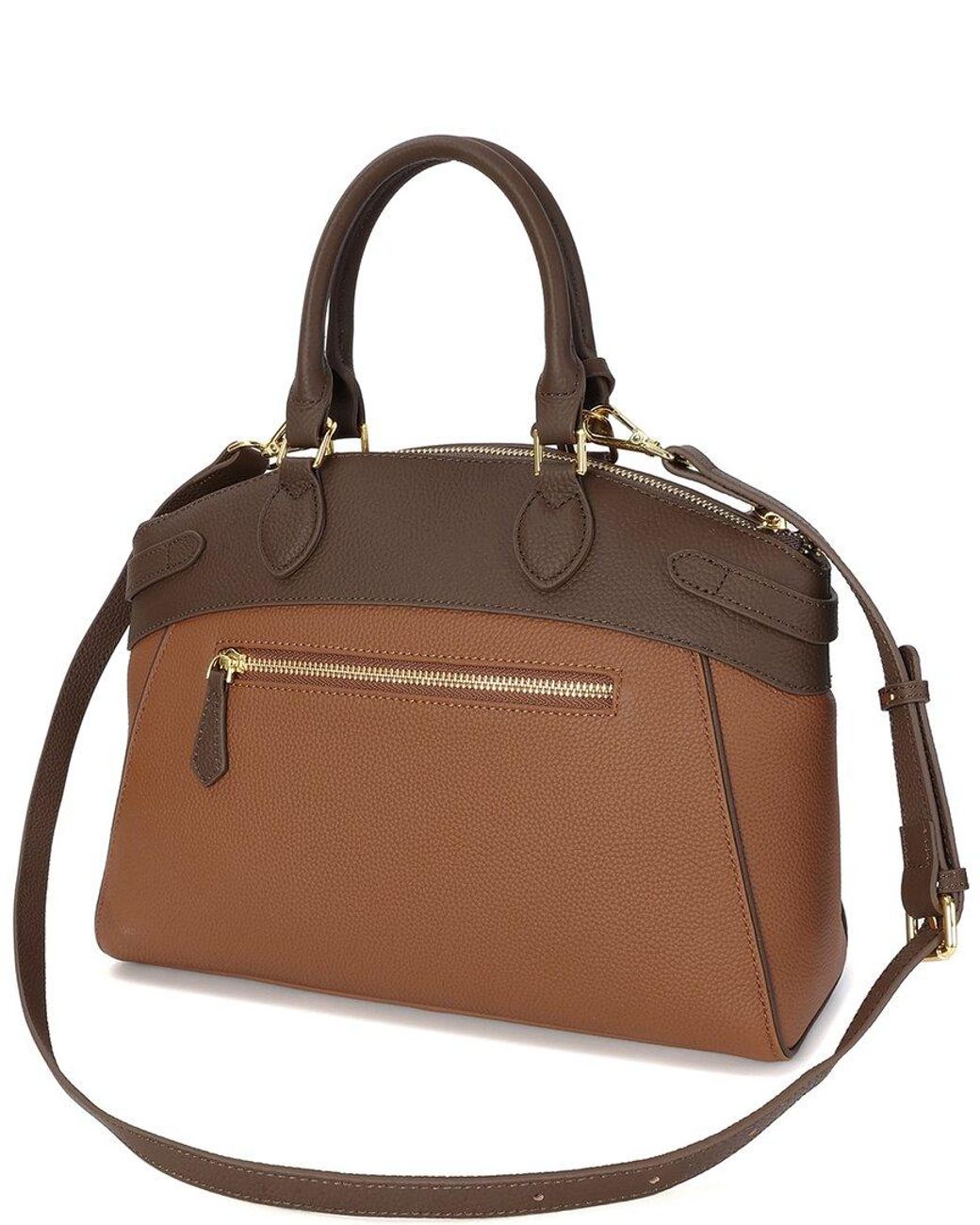 Tiffany & Fred Paris Brown Grained Leather Top-Handle Satchel