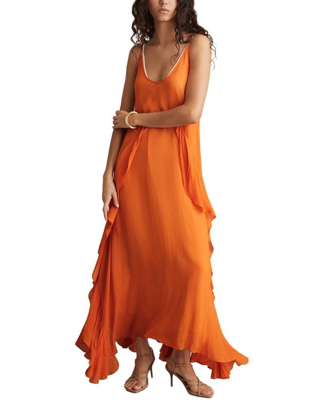 Reiss Orange Eden Ruffle Occasion Dress