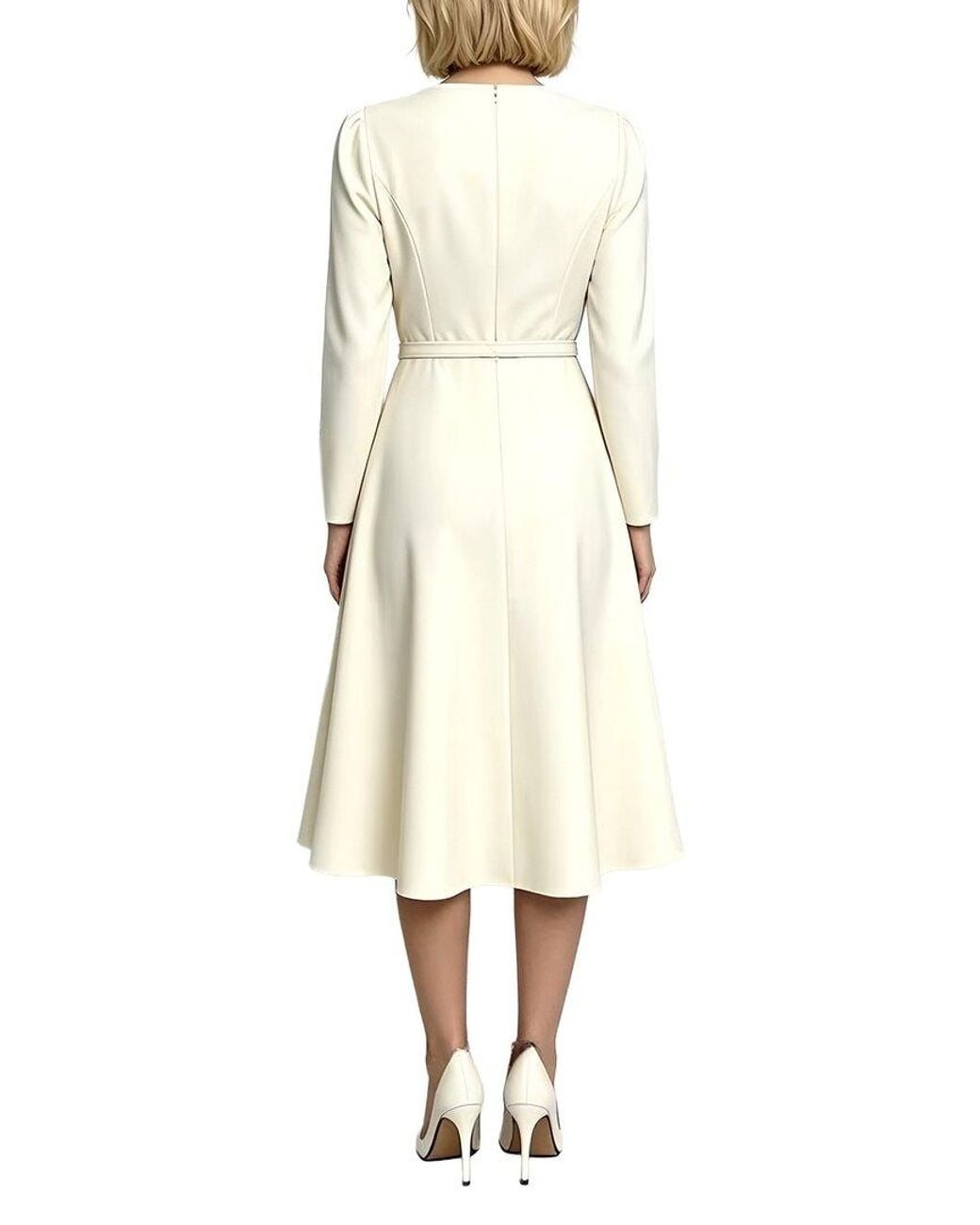 Linda Charm Natural Long Sleeve Midi Dress