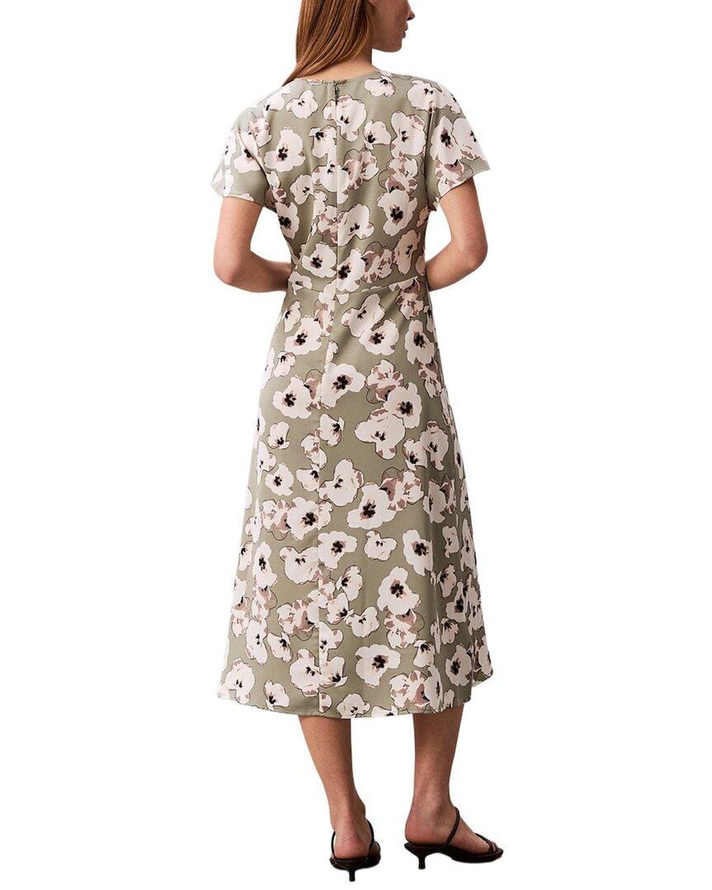 Calvin Klein Natural Matte Satin Midi Dress