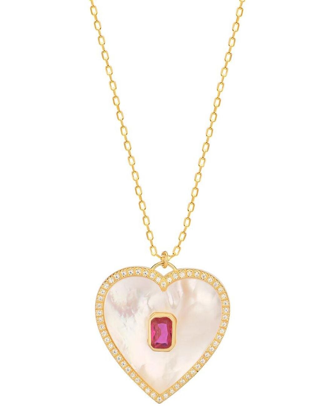 Gabi Rielle Metallic Modern Touch Collection 14k Over Silver Pearl Cz Love Necklace