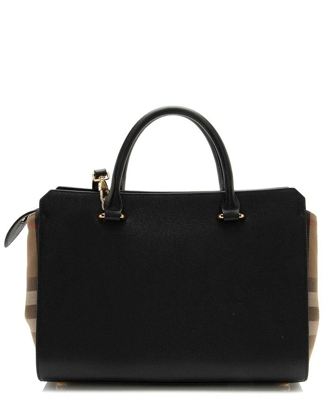 Burberry Black Leather Nova Check Banwell Tote (authentic Pre-loved)
