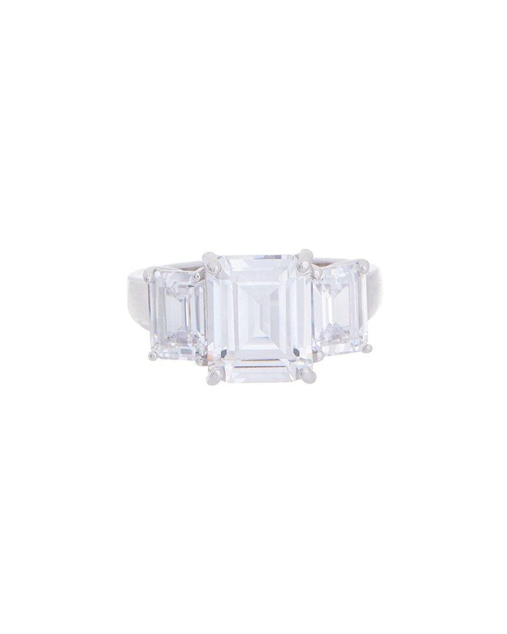 Savvy Cie White Cz Emerald-Cut Three-Stone Ring
