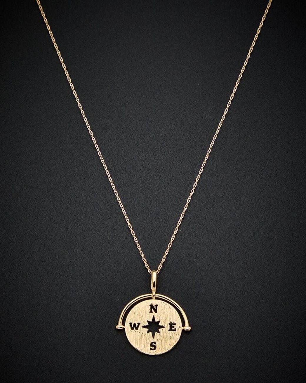 Italian Gold Black 14k Compass Necklace