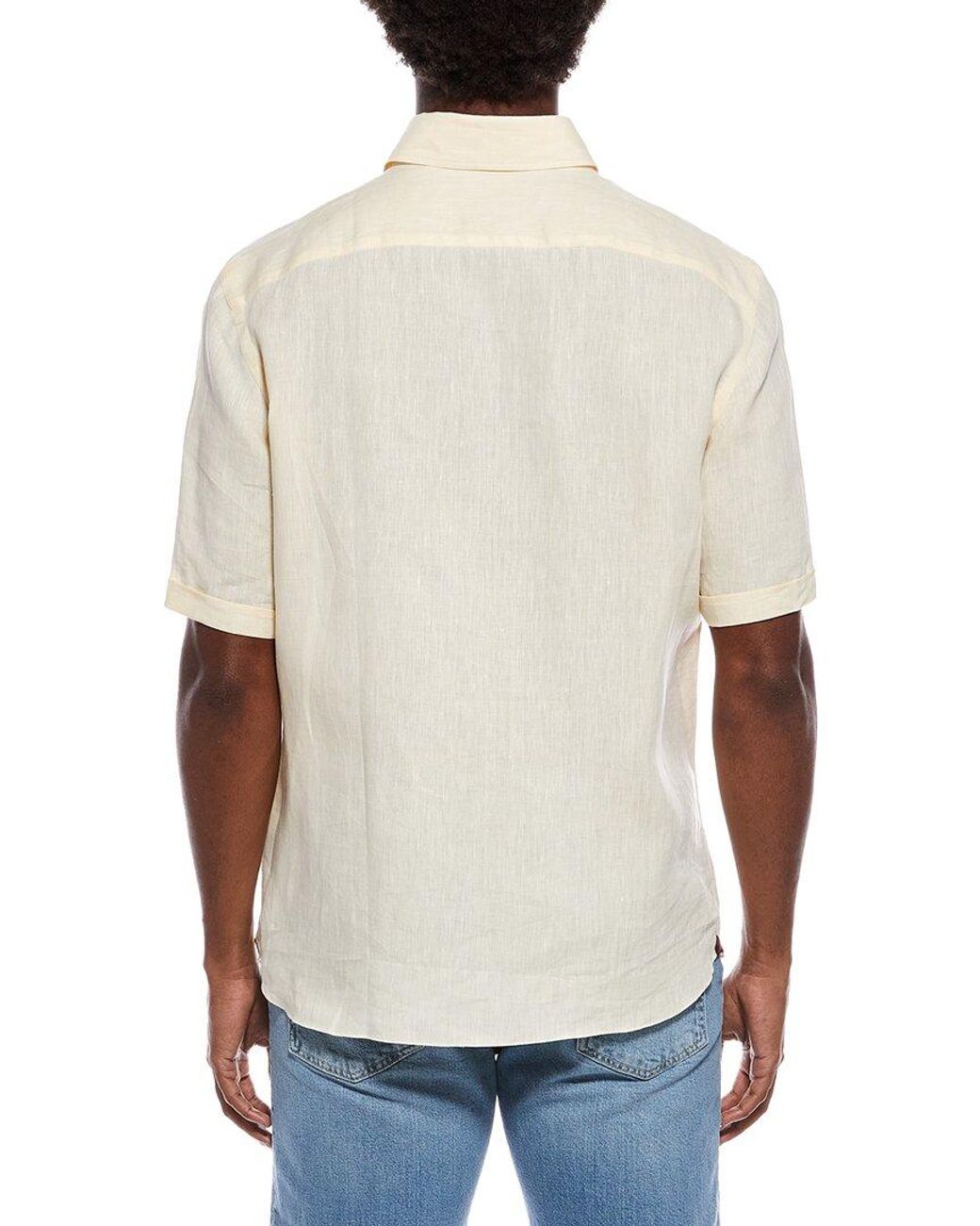 Isaia White Linen Sport Shirt for men
