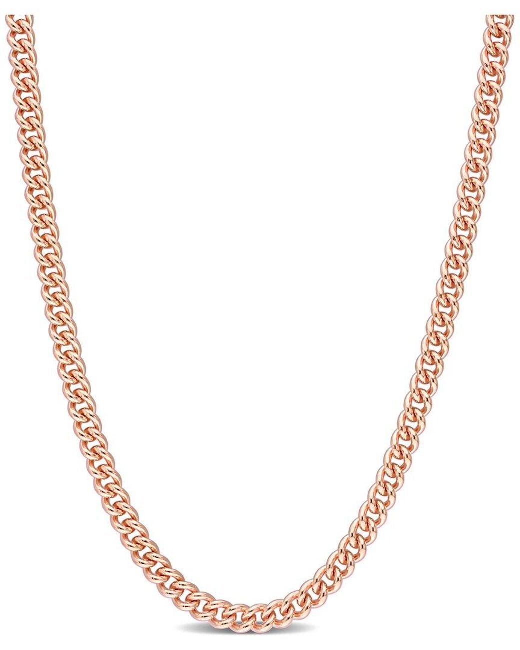 Italian Silver Metallic 18K Rose Over Curb Link Chain Necklace