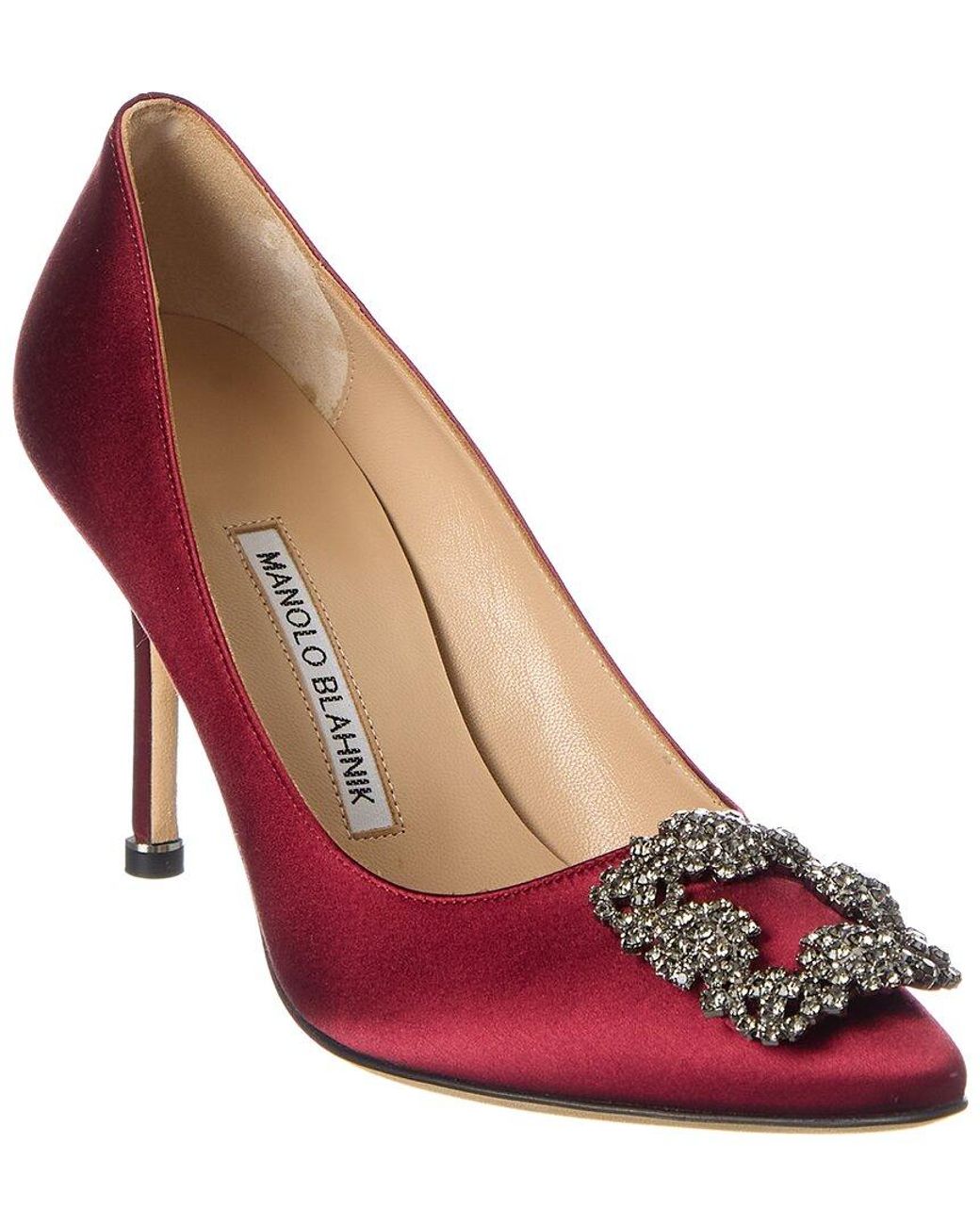 Manolo Blahnik Hangisi Satin Pump In Red Lyst