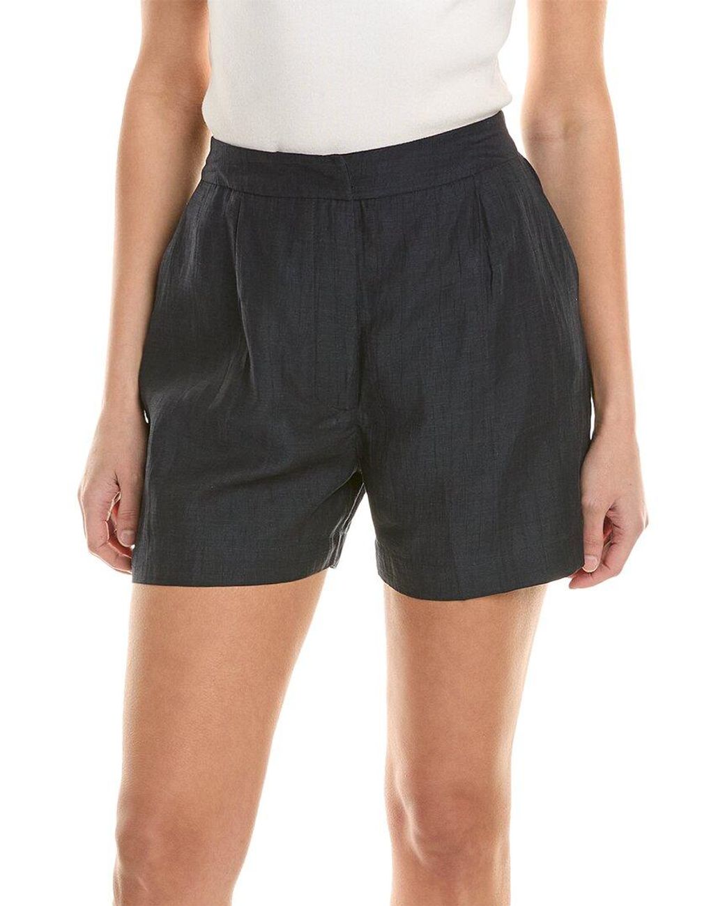 Alpha Studio Black Linen-Blend Short