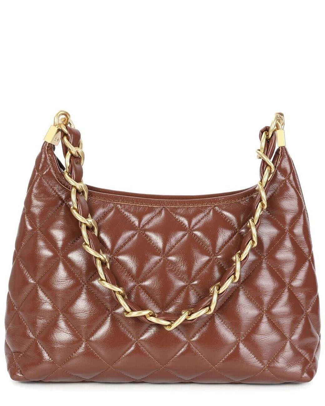Tiffany & Fred Paris Brown Shiny Leather Hobo Bag