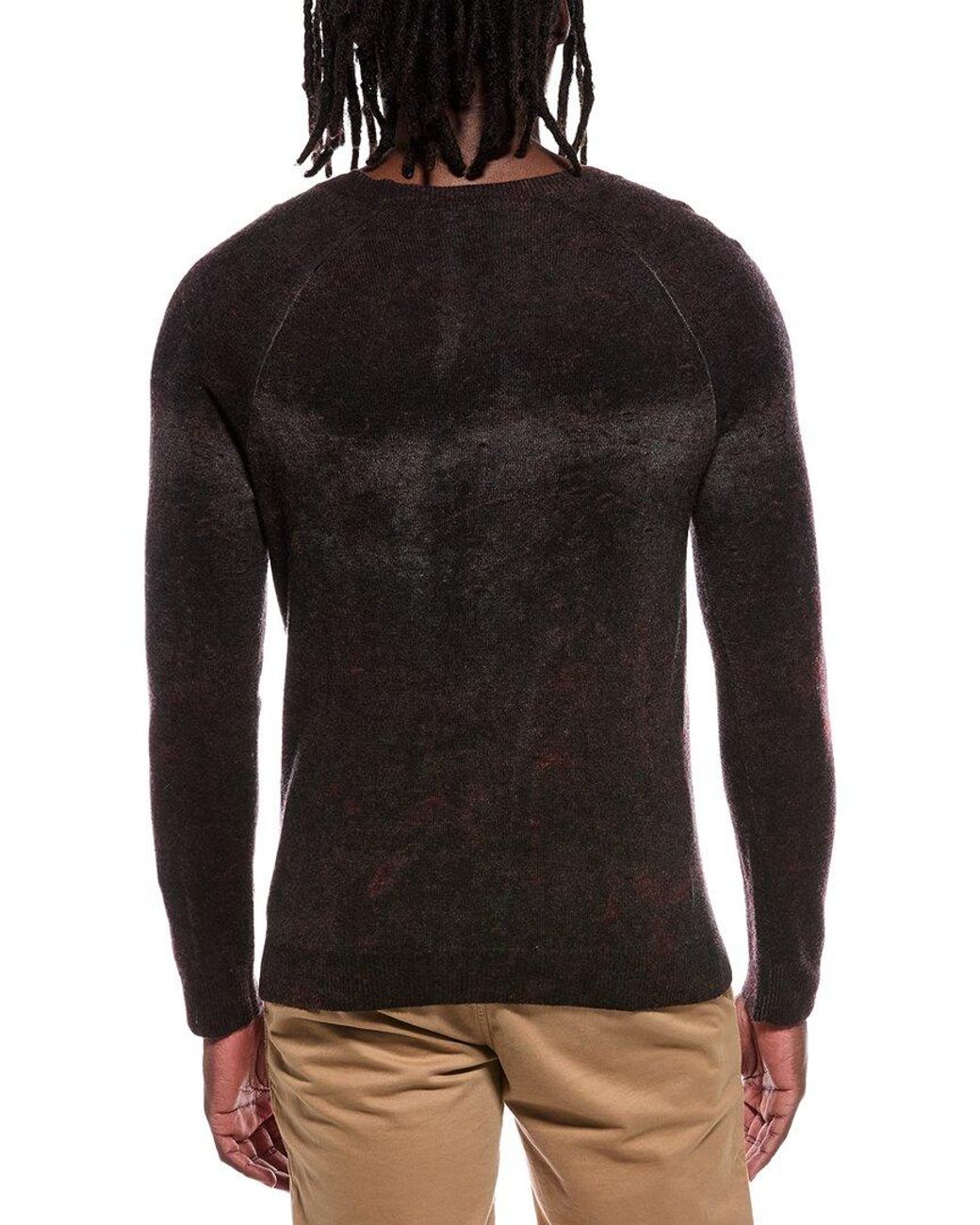 Autumn Cashmere Black Cement Print 100% Cashmere Crewneck Sweater for men