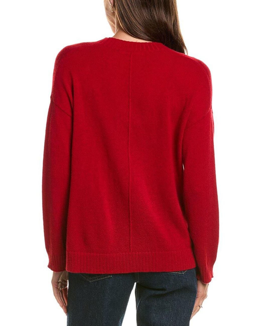 Hannah Rose Red Basic V-Neck 100% Cashmere Sweater