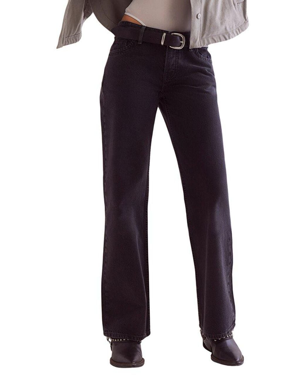 Free People Blue Tennessee Low-Rise Hideaway Boyfriend Jean