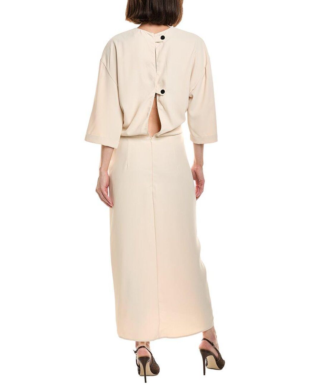 HL Affair Natural Short Sleeve Midi Dress