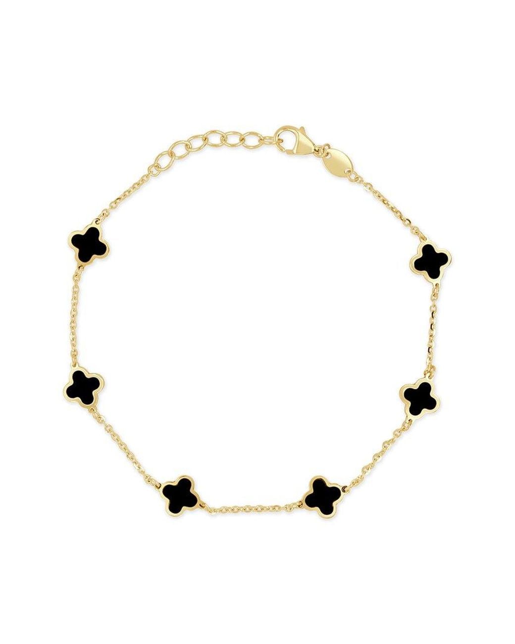 Italian Gold Natural 14K Onyx Station Chain Bracelet