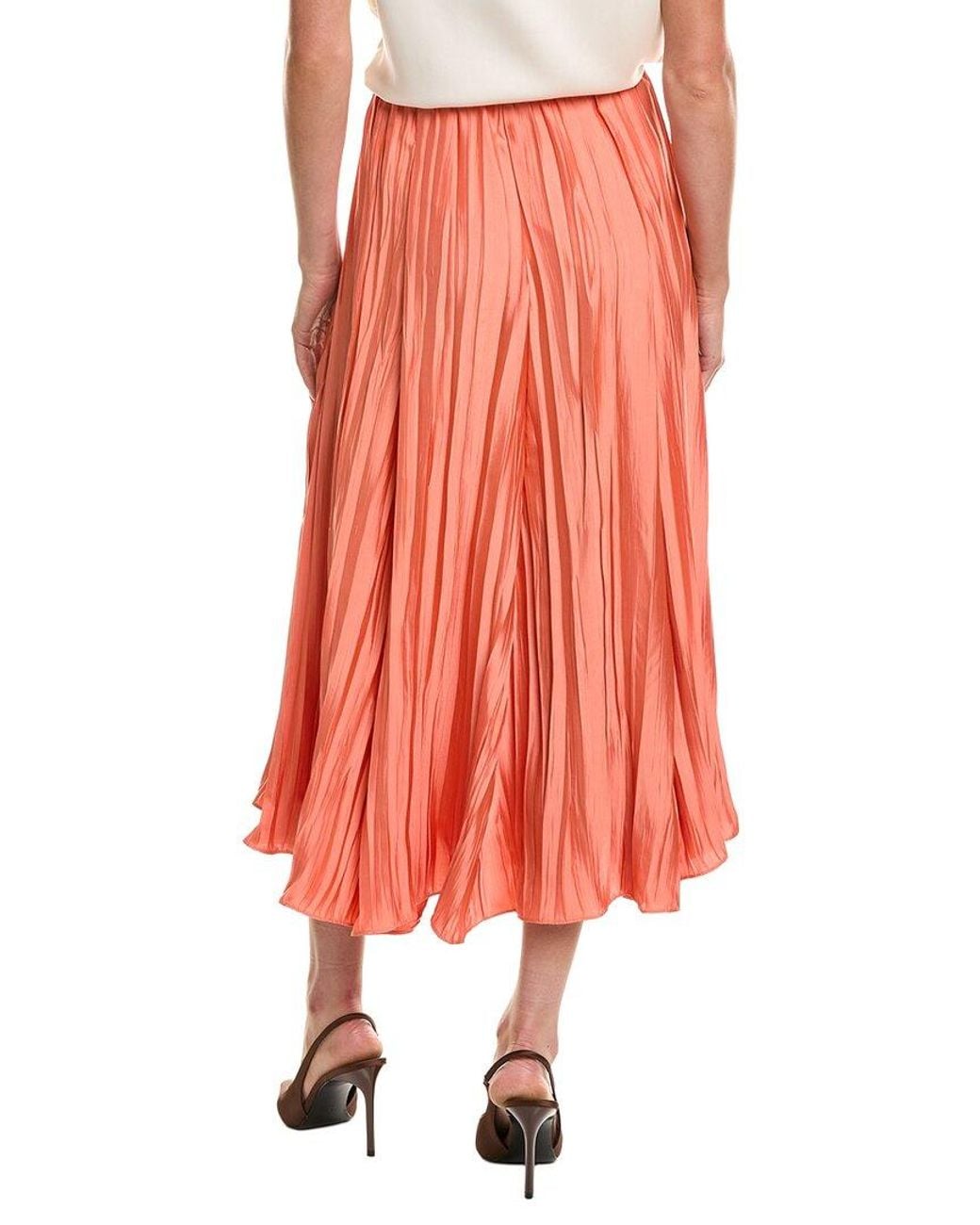 Vince Red Crinkle Paneled Maxi Skirt