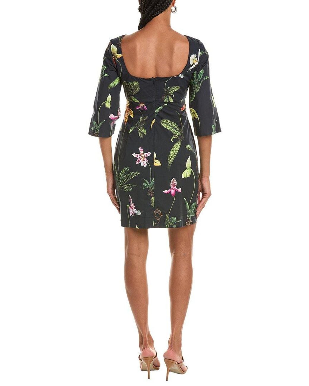 Oscar de la Renta Black Floral Mini Dress