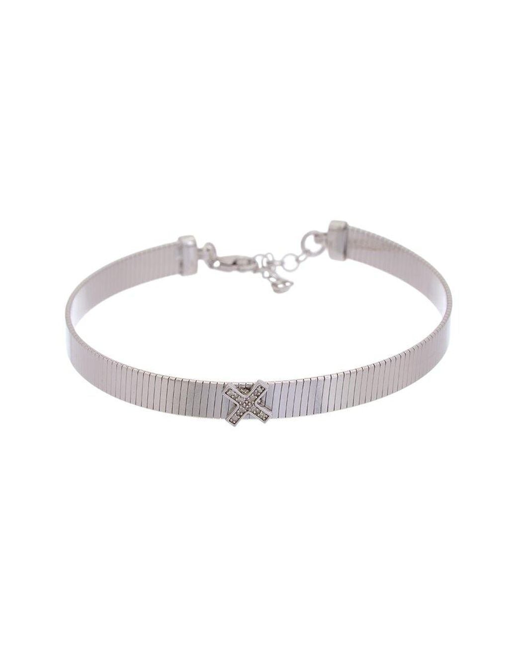 Meshmerise White 18K Over 0.05 Ct. Tw. Diamond Bangle Bracelet