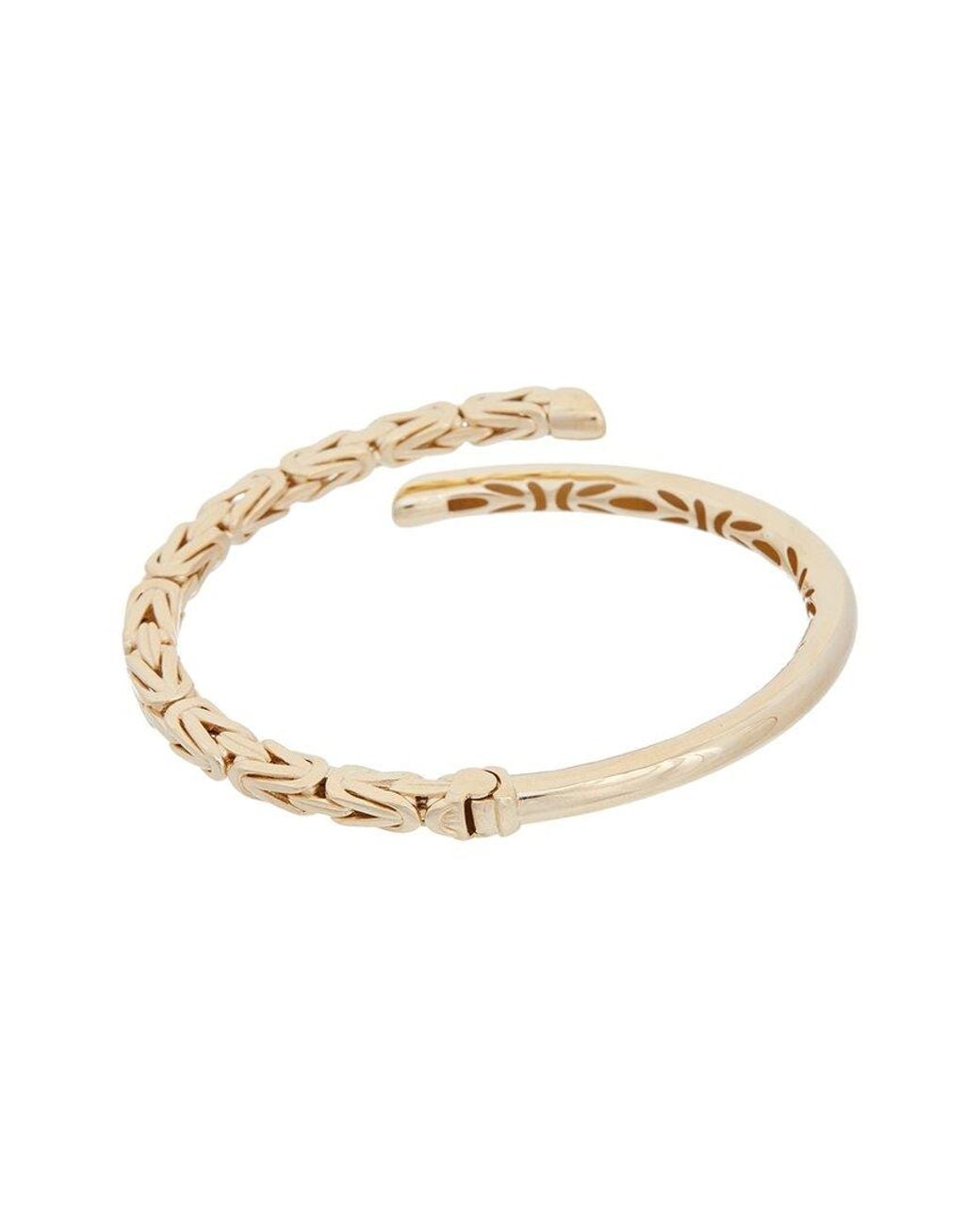 Italian Gold White 14K Byzantine Bypass Bangle