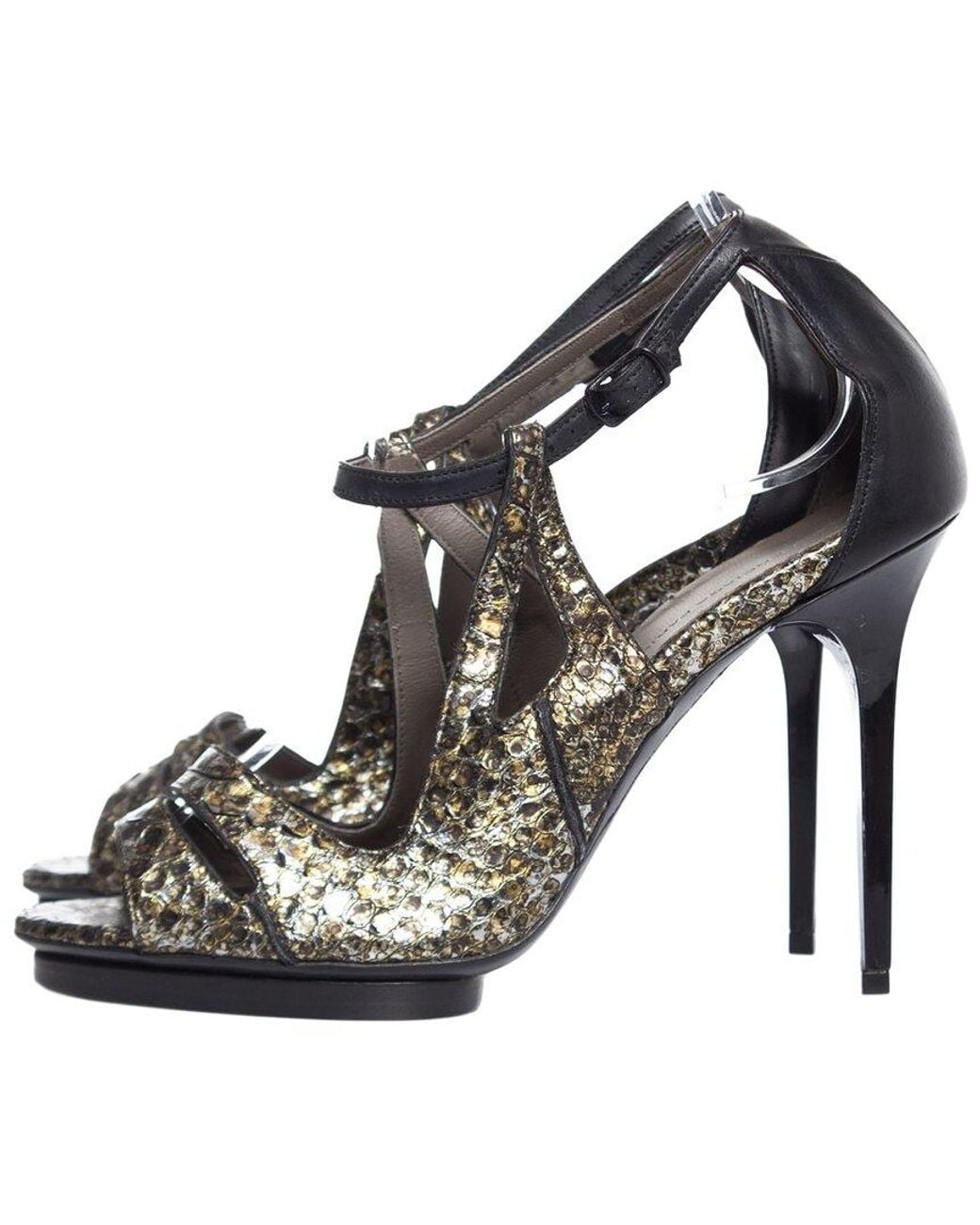 Balenciaga Leather Snake Metallic Leather Sandal (Authentic Pre-Loved)