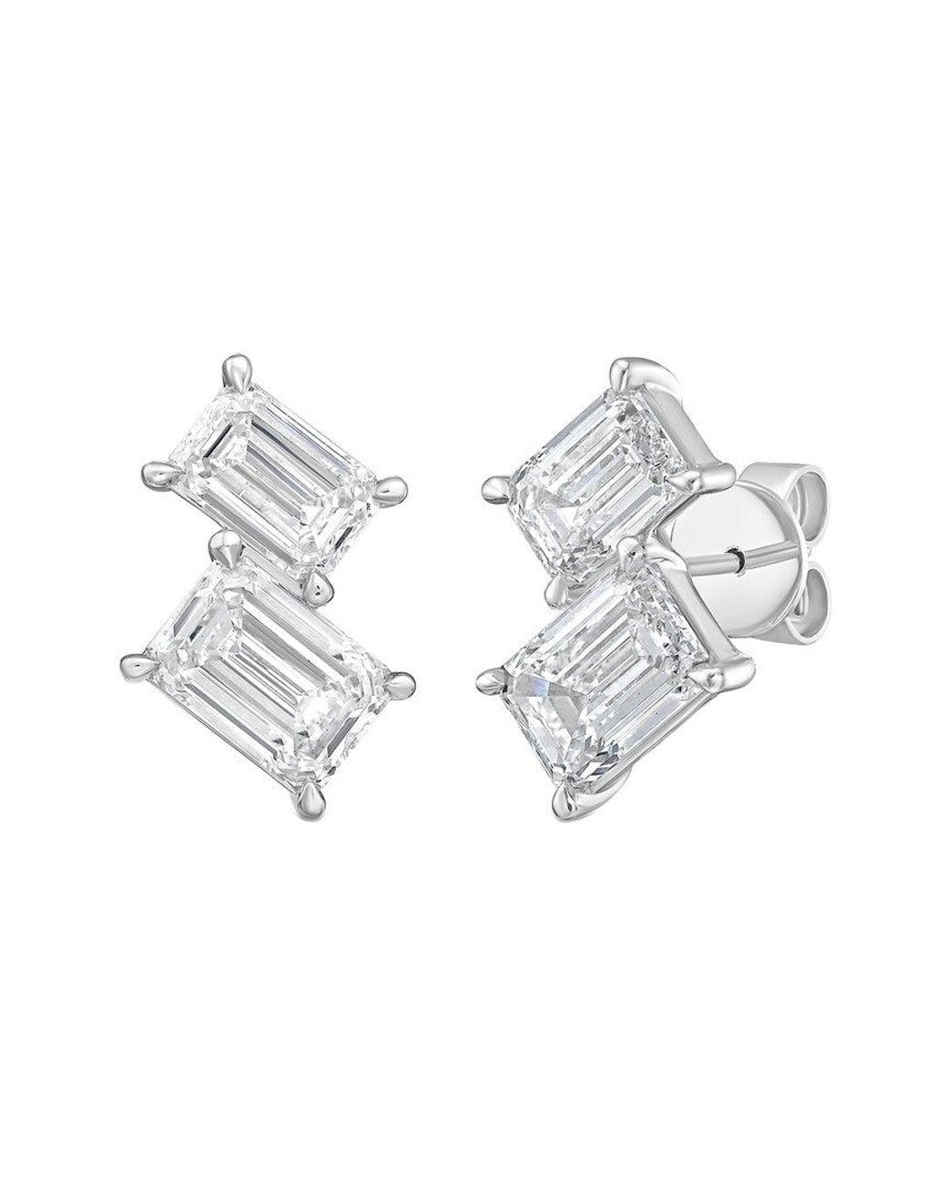 Diana M Metallic Diana M. 14K 3.00 Ct. Tw. Lab-Grown Diamond Two-Stone Earrings