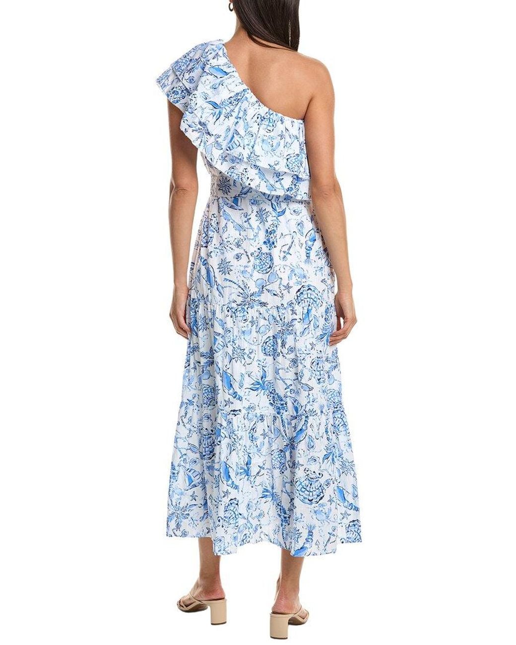 Lilly Pulitzer Blue Mayella Off The Shoulder Midi Dress