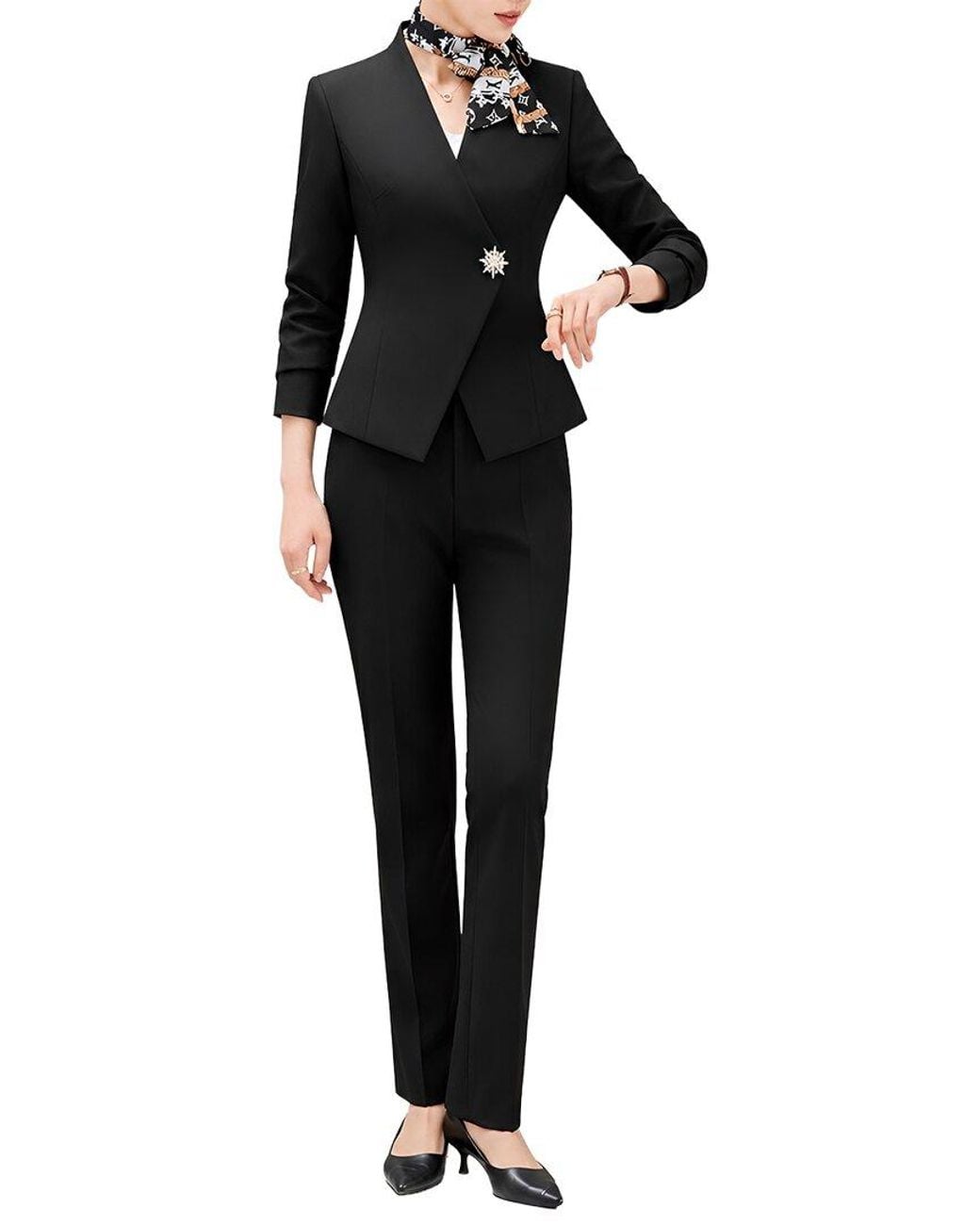 Olivia Taylor Black 2Pc Jacket & Pant Set