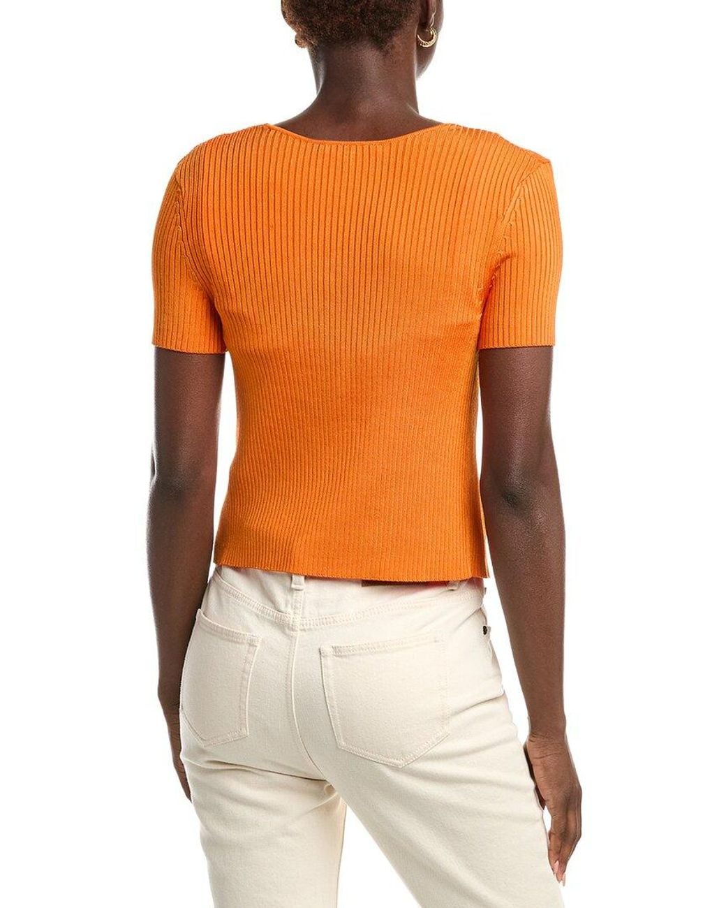 Maje Orange 2-In-1 Clasp Front Sweater