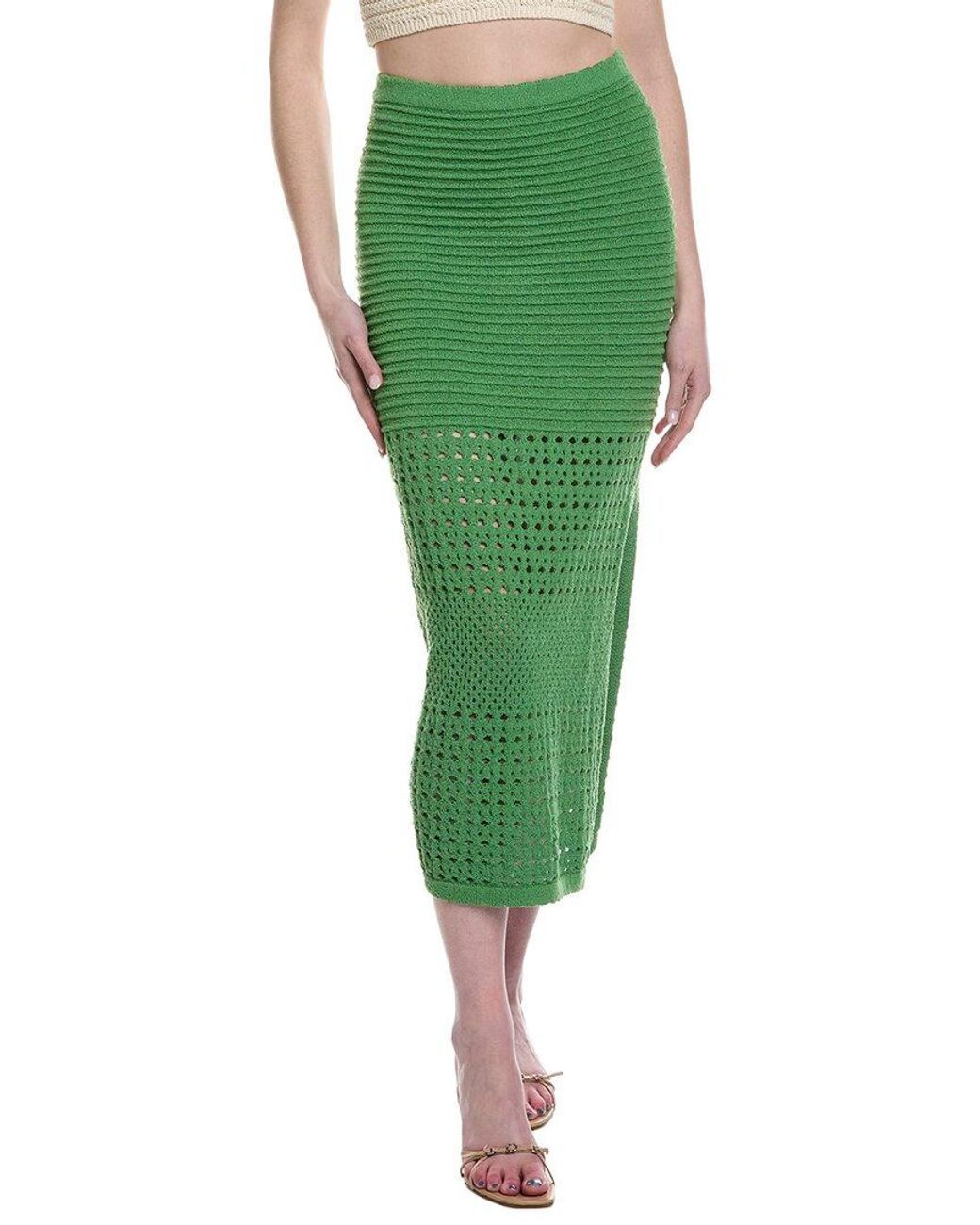LOST AND WANDER Green Olivia Midi Skirt