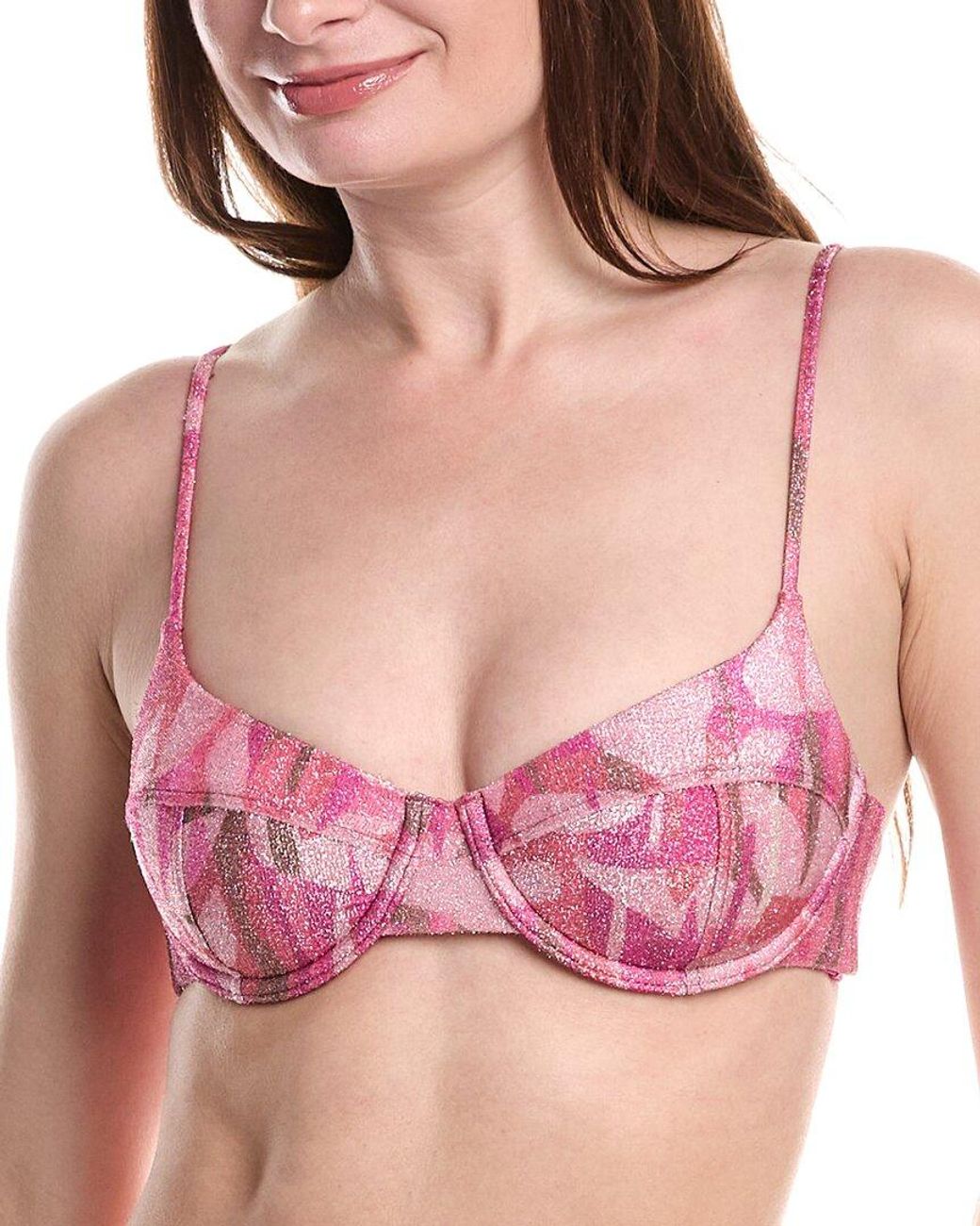 Ramy Brook Pink Sparkle Mona Bikini Top
