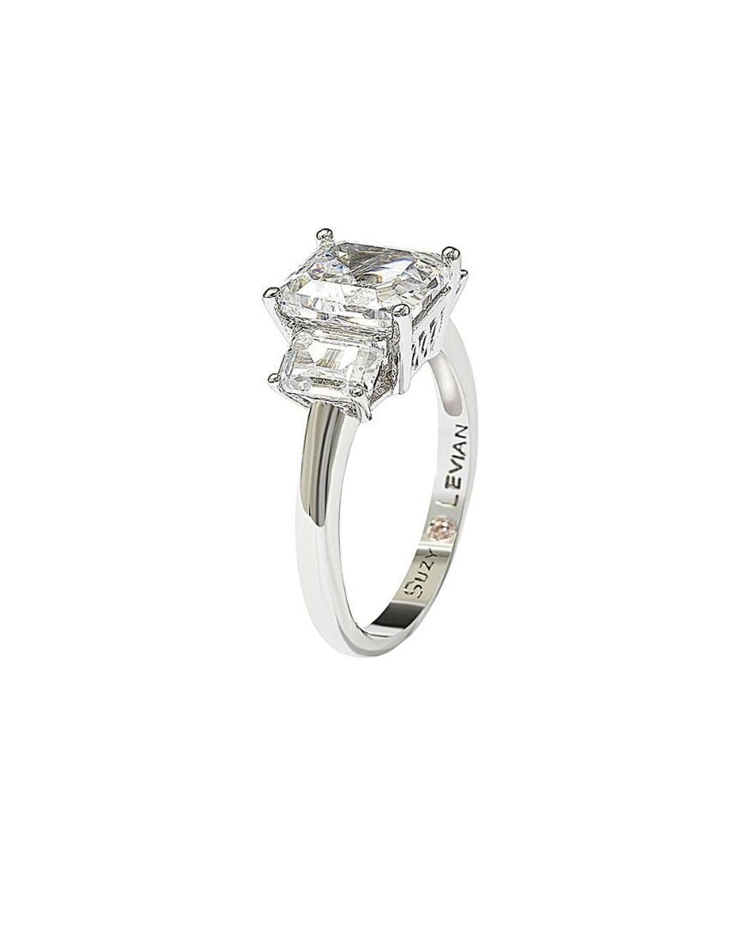 Suzy Levian White Silver Cz Ring
