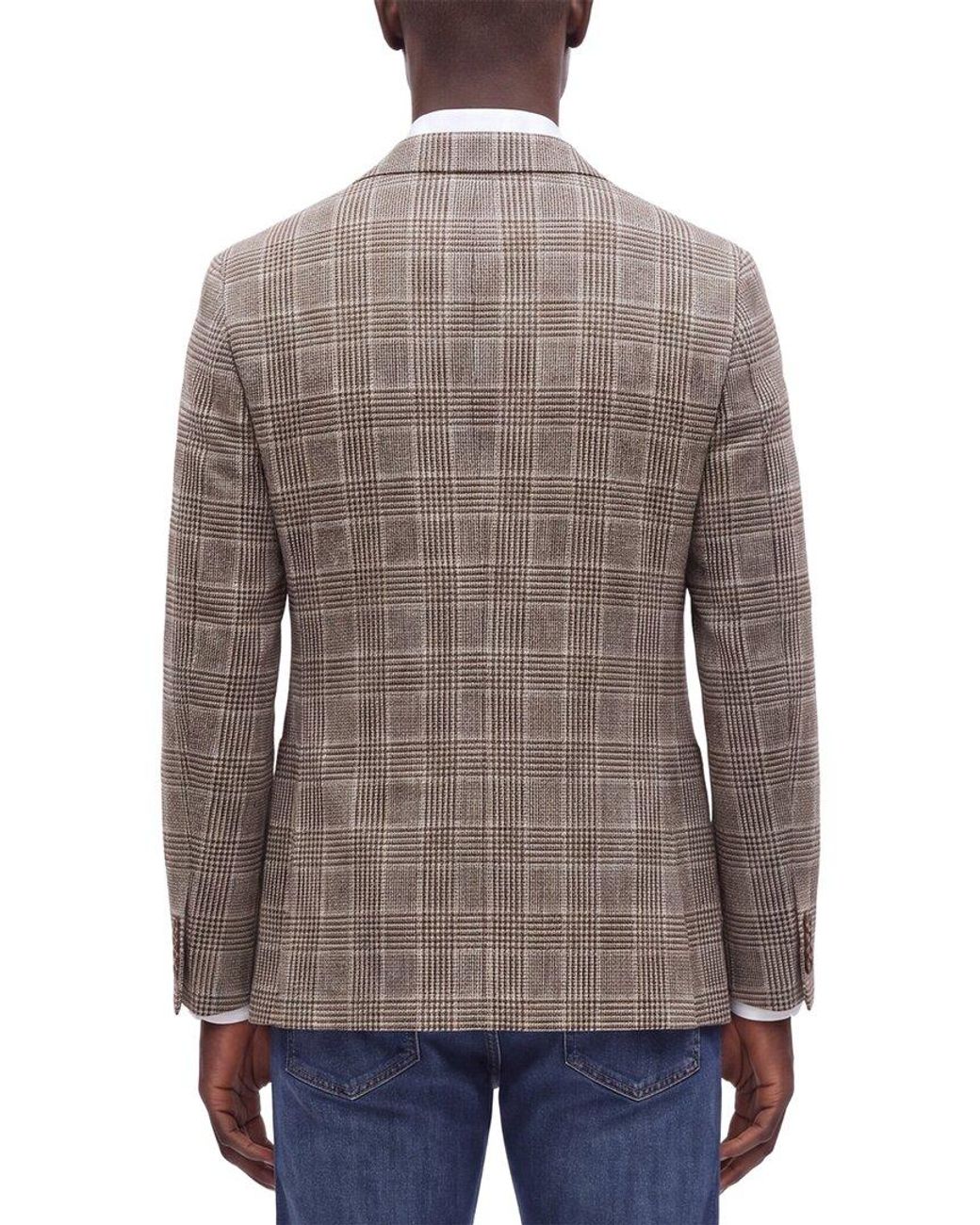 Corneliani Brown Cc Collection Wool-Blend District Check Blazer for men