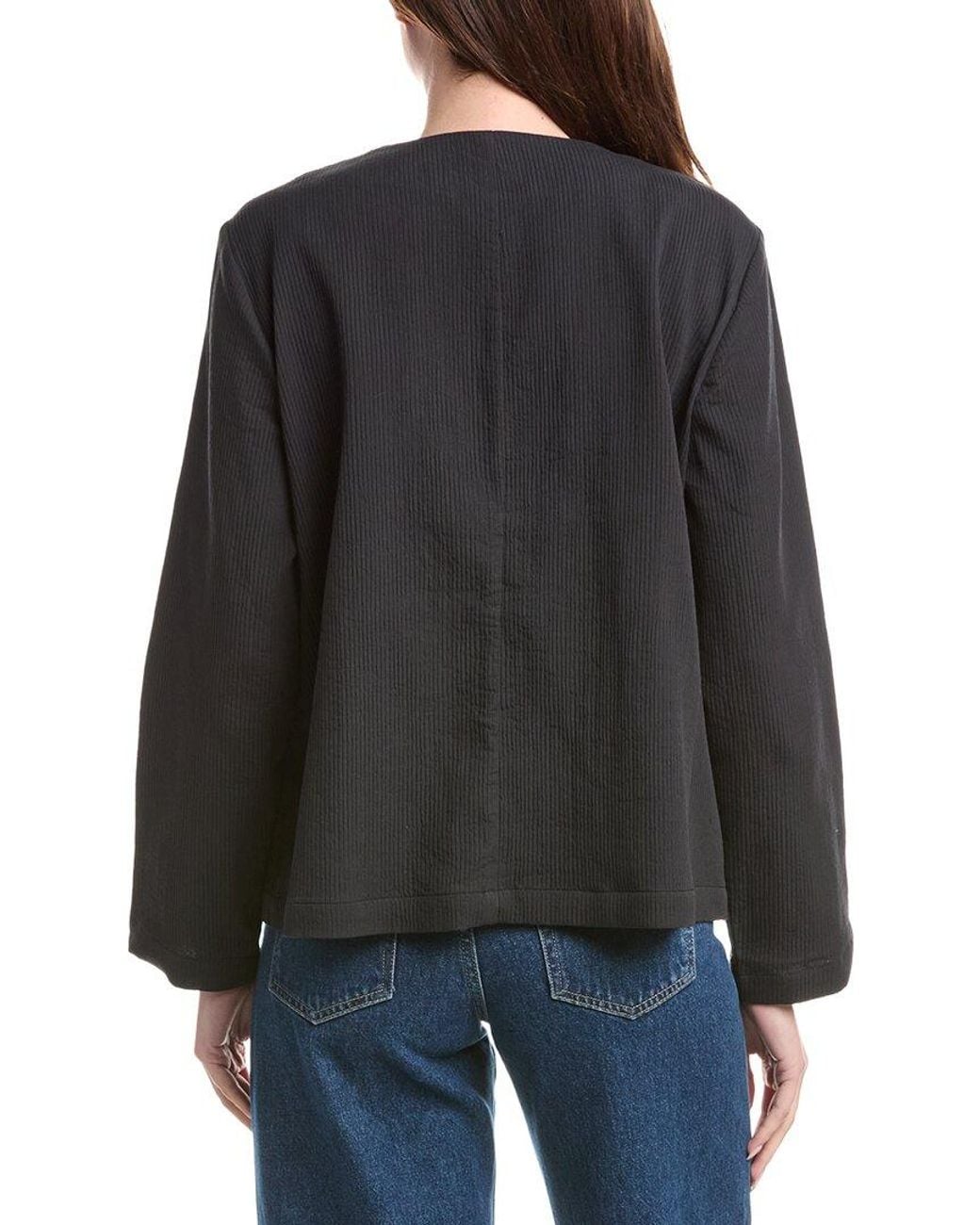 Eileen Fisher Black Plus V-Neck Jacket