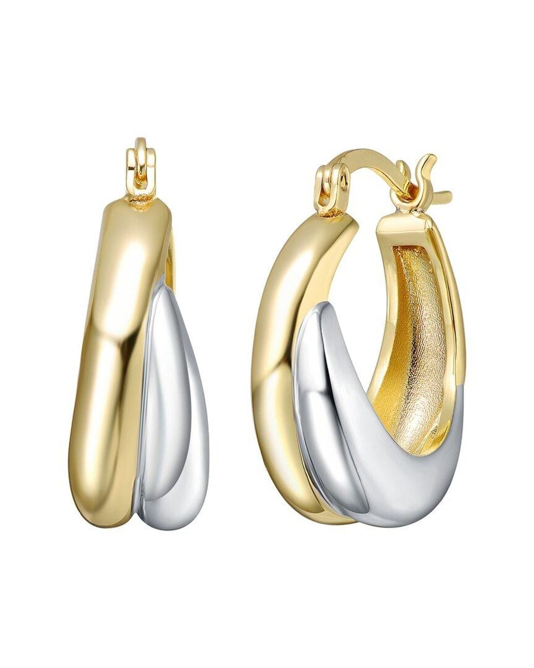 Rachel Glauber Metallic Plated Hoop Earrings