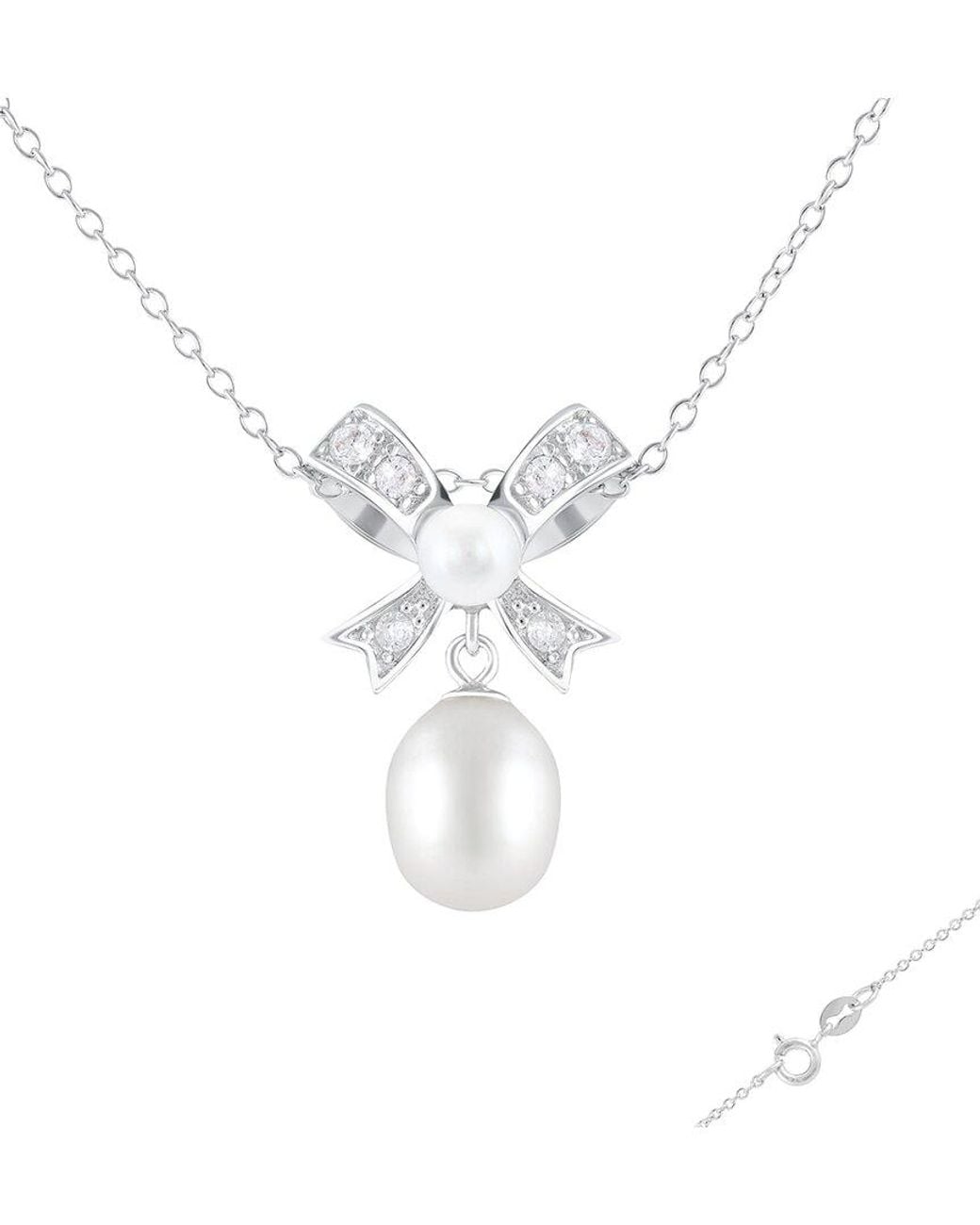 Splendid White 4-5Mm Pearl Cz Necklace