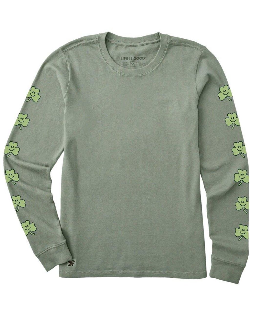 Life Is Good. Green Long Sleeve Crusher T-Shirt