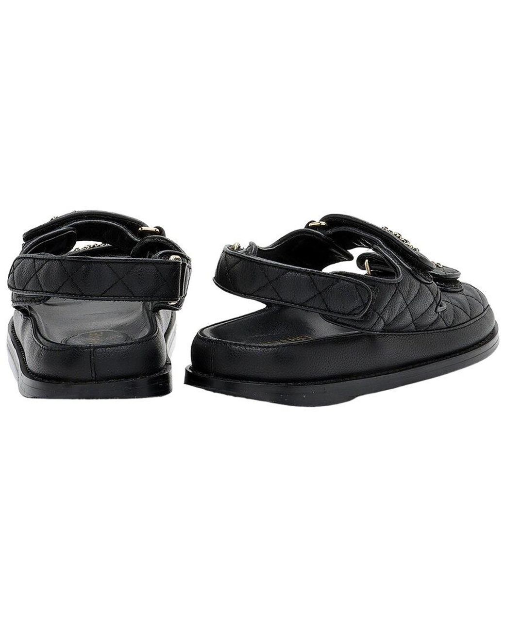 Chanel Black Calfskin Dad Cc Sandal (Authentic Pre-Loved)