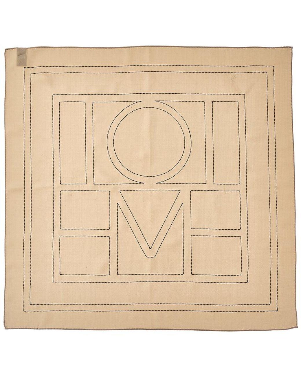 Totême Natural Embroidered Monogram Silk Scarf