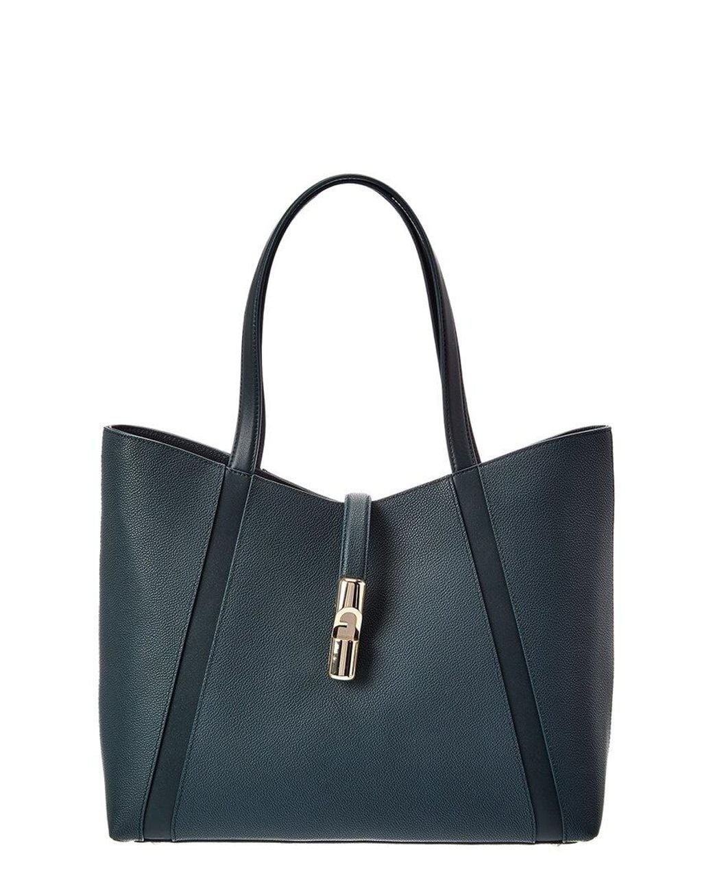 Furla Blue Goccia Large Leather Tote