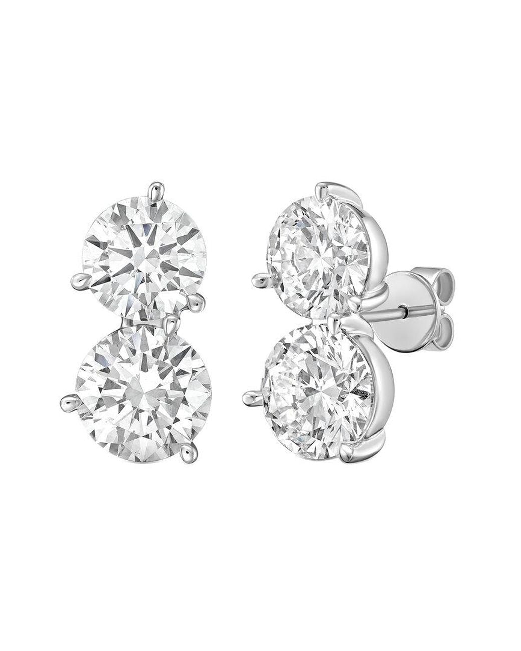 Diana M Metallic Diana M. 14K 12.00 Ct. Tw. Lab-Grown Diamond Two-Stone Earrings
